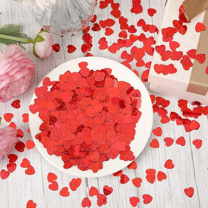 MARFOREVER Red Hearts Confetti - Valentines Day Glitter Heart Table Decorations for Wedding, Bridal Shower, Birthday & Engagement Parties