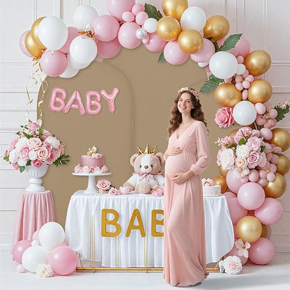 6.6FT Wedding Arch Covers Arch Backdrop Cover Arch Stand Covers Set Arch Cover Spandex Fabric Stretchy Backdrop for Wedding Birthday Party Decoration Baby Shower (Khaki)