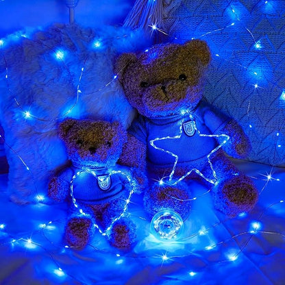 24 Pack LED Fairy Lights Battery Operated 7Ft 20Led Mini String Lights Waterproof Christmas for Mason Jars Bedroom DIY Party Wedding Christmas Decor Blue