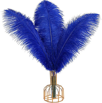 THARAHT Blue Ostrich Feathers 12pcs Large Natural Bulk 12-14Inch 30cm-35cm for Wedding Party Centerpieces Halloween and Home Decoration Feathers