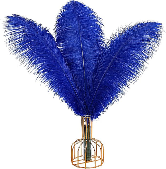 THARAHT Blue Ostrich Feathers 12pcs Large Natural Bulk 12-14Inch 30cm-35cm for Wedding Party Centerpieces Halloween and Home Decoration Feathers