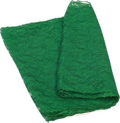 MDS Pack of 10 Wedding 12 x 108 inches Lace Table Runner for Wedding, Decorations for Birthday Parties, Banquets, Graduations, Engagements, and Runners fit Rectangle, Round Table- Hunter Green
