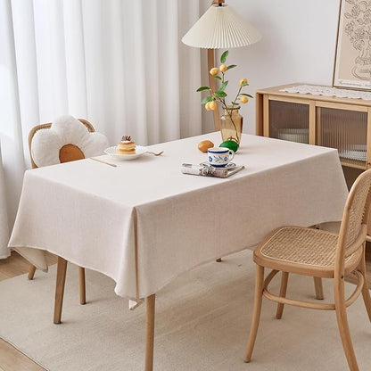 NLMUVW Linen Tablecloth Rectangle 8ft, Rustic Textured Table Cloth Water Resistant Farmhouse Table Cover for Kitchen Dining Party Coffee, 54x120 Inch