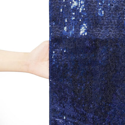 Poise3EHome 8Ft x 8Ft Navy Blue Sequin Backdrop Curtain, Glitter Thick Satin Sequin Background Drapes, Opaque Sparkly Backdrop Curtain, Sequin Backdrop for Xmas Thanksgiving Wedding Party Decor