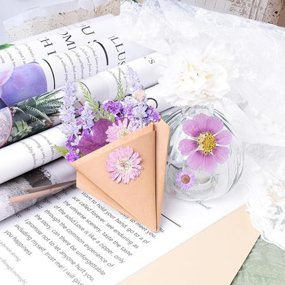 120Pcs Dried Pressed Flowers for Resin Mould Dry Flower Real Leaves Bulk with Tweezers Natural Herbs Kit for Scrapbooking DIY Art Crafts Candle Jewelry Making Nails Floral Decoration (Delicate Color)