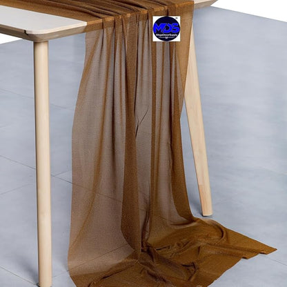 MDS Halloween Chiffon Table Runner - 1 Pack, 29 x 170 Inches, 14ft Each - Sheer Spooky Table Runners for Haunted House Parties, Trick-or-Treat Tables, Witchy Décor, Wedding & Events - Mocha
