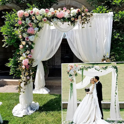 6 Panels White Wedding Arch Drapery 28" x 20Ft Weddings Arch Draping Fabric Chiffon Fabric Drape Sheer Backdrop Curtain for Wedding Party Swag Ceremony Birthday Arbor Drapery Reception Ceiling Décor