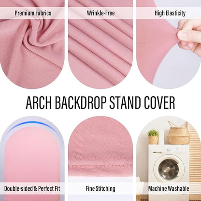 LEBENGURU Upgraded 7.2FT Wedding Arch Cover, Dusty Pink Spandex Fitted Arch Backdrop Cover, Round Top Chiara Stand Covers for Birthday Party Baby Shower Banquet Balloon Décor
