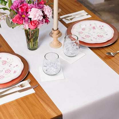 American Homestead Paper Table Runner Roll - 78 ft. Disposable Linen-Like Table Cover Roll - 20 Perforated Table Runners (16" x 48") for Parties, Weddings, and Events - Ivory