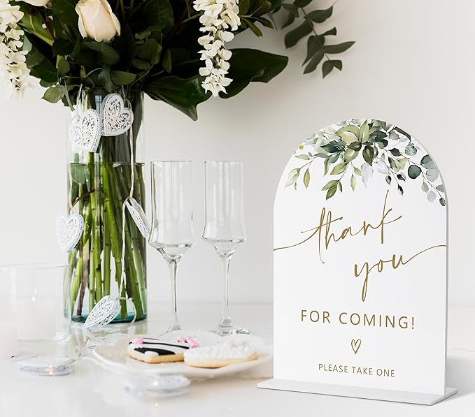 Thank You for Coming, Gift Table Sign, Greenery Gold Bridal Shower Decorations, Wedding Signs for Ceremony and Reception, Engagement Decor, Wedding Table Acrylic Decor, Bachelorette Party Favors - 23