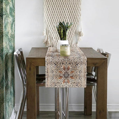 Snycler Table Runner Boho Table Runners Vintage Elegant Farmhouse Table Center Linen Decor for Home Dining Party Entrance (13x72 Inch) Boho-Brown
