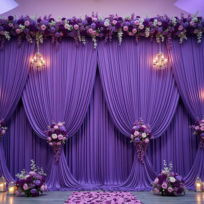 30ftx10ft Purple Backdrop Curtains for Party Background, Wrinkle Free Purple Photo Backdrop Drapes 6 Panels Back Drop Cloth for Wedding Birthday Photography Baby Shower Decor
