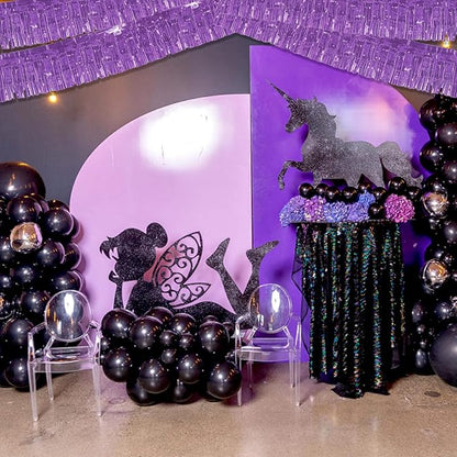 6 Pack 10 Feet Foil Fringe Garland Metallic Tinsel Streamers Banner Wall Hanging Backdrop Banner for Parade Floats, Thanksgiving, Christmas, Birthday, Halloween Party Decorations(Light Purple)