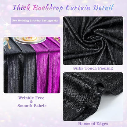 Black Backdrop Curtain 4.8x8FT Halloween Backdrop Sparkly Sequin Party Background Drapes for Birthday Wedding Stage Shimmer Wall Backdrop
