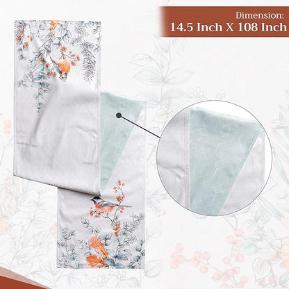 Maison d' Hermine Table Runner 100% Cotton Double Layer Table Runners 108 inches Long for Thanksgiving Christmas Decorations Home Kitchen Dining Party Wedding (Whitish Shabby Chique, 14.5" x 108")