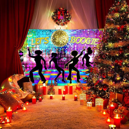 Dance Party Backdrop Retro 80s 90s Theme Stage Dance Ball Music Birthday Party Decoration DJ Photography Background 10 x 8 ft for Baby Shower Picture Photo Shoot Polyester Fabric, Multi