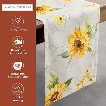 Maison d' Hermine Table Runner 100% Cotton Single Layer Table Runners 108 inches Long Decorative for Home Kitchen Dining Party Baby Shower Wedding Bridal Shower Spring Summer (Candice, 14.50" x 108")