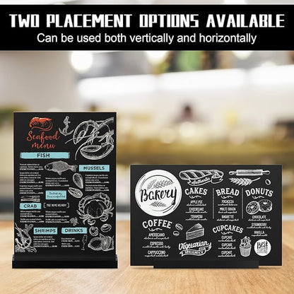 EHWINE Mini Chalkboard Easel Sign Set,8 Pack 6x8 Inch Wooden Boards with Acrylic Base and Liquid Chalk Markers, Reusable Double Sided Tabletop Display for Wedding, Restaurant, Party, Coffee Shop Decor