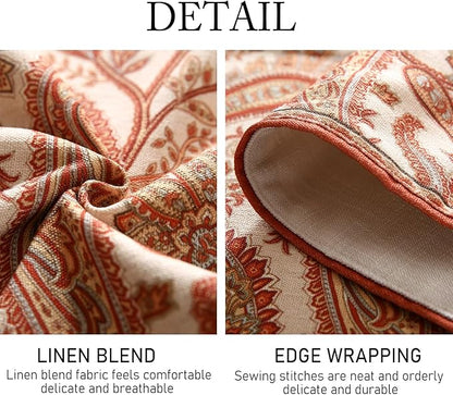 ISAENNE Designer Elegant Red Linen Table Runner 102 Inches Long,Vintage Paisley Pattern Durable Table Runners for Dining Tables,Thanksgiving,Kitchen Tables,Christmas,12"*102"-Chauffrey A