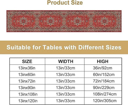 Vintage Boho Floral Table Runner, Rustic Country Farmhouse Red Black Retro Flower Pattern for Home Kitchen Table Decor Dining Coffee Room Party Decor 13x72in