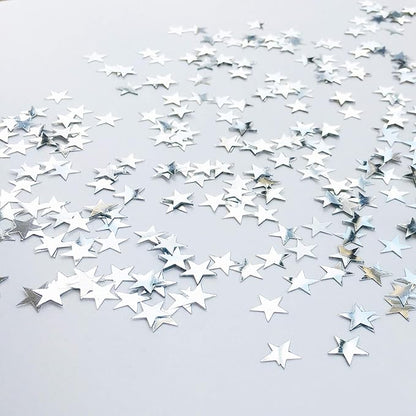 Confetti Star Metallic Foil Confetti Sprinkles for Wedding/Birthday/Festival Party Decorations 1.5OZ (Silver 10mm)