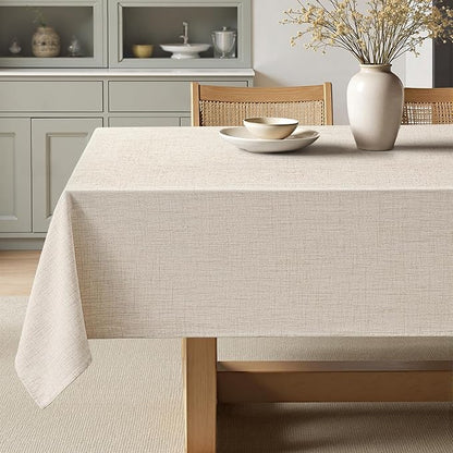 MIULEE Grayish White Linen Tablecloth 60x84 Inch Rectangle Table Cloth Waterproof,Stain Resistant & Wrinkle Resistant for Dining Party Wedding