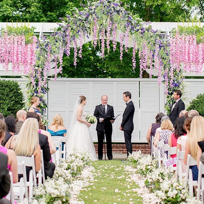 24 Pack Artificial Fake Wisteria Vine Ratta (3.75 Feet) Hanging Garland Silk Flowers String Home Party Wedding Decor(Pink)