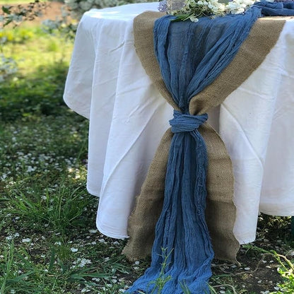 24 Pack Navy Blue Cheesecloth Table Runner 20 x 120 inch Gauze 10FT Semi Sheer Boho Fabric Cheese Cloth Table Runner for Wedding Party Birthday Baby Bridal Shower