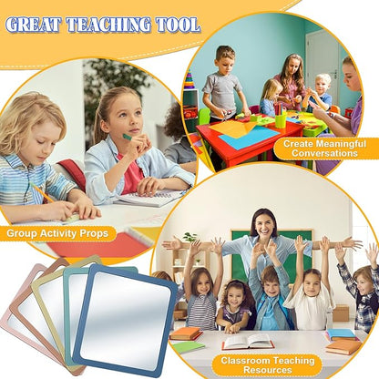 Dandat 10 Pcs Small Mirrors for Kids 6 x 6 Inch Square Shatter Proof Reflector Toddler Glass Plastic Reflector for Classroom DIY Craft Preschool Facial Expression (Gray Colors)