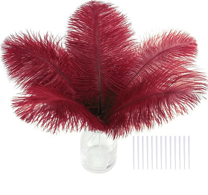 SOGUGOM Burgundy Craft Ostrich Feathers - 30PCS 8-10 inch Ostrich Feathers Kit for Centerpieces, Kindergarten Crafts, Dream Catchers and DIY Projects(Wine Red)
