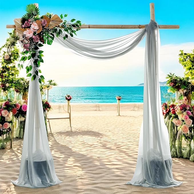 MDS Halloween Chiffon Draping Fabric - 2 Panel, 30" Wide x 40ft Long - Sheer Spooky Arbor & Canopy Drapery for Haunted House Backdrops, Party Ceilings, DIY Costumes & Themed Events - Gray