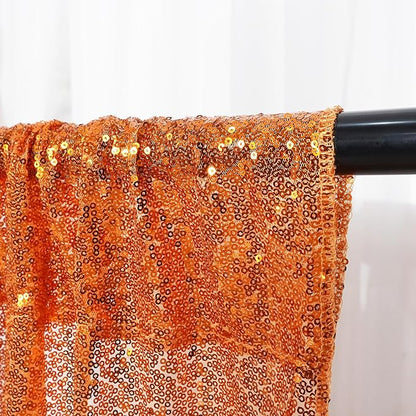 Poise3EHome Orange Sequin Backdrop, 10Ft x 10Ft Glitter Photography Background Curtains for Halloween Party Wedding Birthday Christmas Thanksgiving Decoration