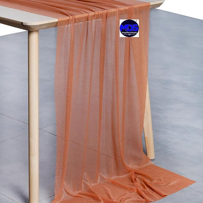 MDS Halloween Chiffon Table Runner - 5 Pack, 29 x 170 Inches, 14ft Each - Sheer Spooky Table Runners for Haunted House Parties, Trick-or-Treat Tables, Witchy Décor, Wedding & Events - Coral Peach