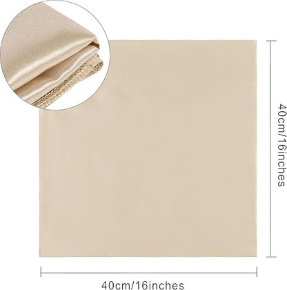 36 Pack Square Satin Dinner Napkins, 16x16 Inches Silky Soft Smooth Table Cloth Napkins for Restaurant Weddings Banquet Party Decoration, Khaki