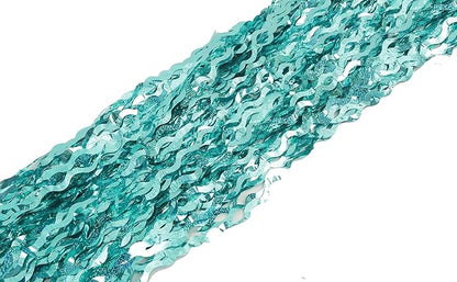 4 Pack 3.3 ft x 6.6 ft Wavy Sparkle Aqua Teal Blue Foil Curtain - Water Blue Foil Streamers for Holiday Bachelorette Ocean Themed Decor Winter Party Decorations Supplies