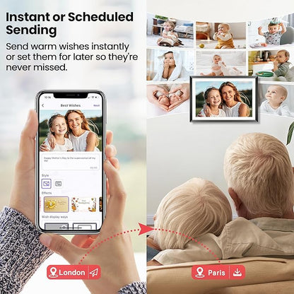 RCA 10.1” WiFi Digital Picture Frame, Electronic Photo Frames 32GB Storage, HD IPS Touch Screen WiFi Frame/Auto Rotate/Wall Mounted, Easy Setup in Uhale App to Share Photo/Video Anytime (Black)