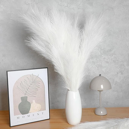 Zeyune 10 Pcs 71'' Large Faux Pampas Grass Decor Tall Artificial Pompous Grass Bulk for Boho Floor Vase Filler Wedding Floral Arrangements Home Baby Shower and Boho Decor (White)