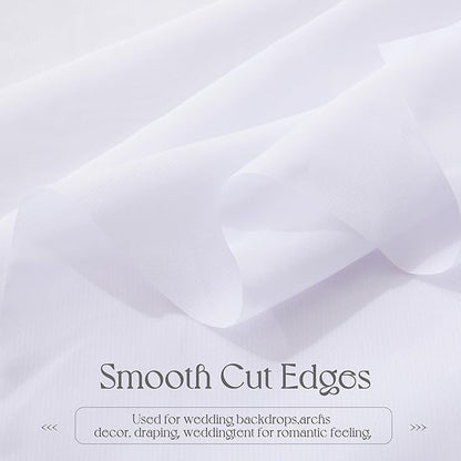 VACVELT Wedding Arch Draping Fabric - White Chiffon, 2 Panels Sheer Drapes, 30 Inch x 20ft Chiffon Backdrop Curtain, Outdoor Sheer Drapery for Ceremony Party Ceiling