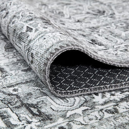 Bloom Rugs Washable Non-Slip 7 ft Runner - Gray/Charcoal Traditional Medallion Runner for Entryway, Hallway, Bathroom, and Kitchen - Exact Size: 2.5' x 7'