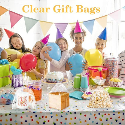 100 PCS Cellophane Treat Bags, Cidenbio 9x12 In Clear Cellophane Gift Bags with Twist Ties Plastic Goodie Bag for Party Favor Cookie Candy Popcorn Bakery Chocolate Gift Wrapping