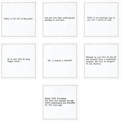 Five Star Napkins 50th Birthday Quotes White Cotton Cocktail Napkins, Beverage Napkins, Bar Napkins, Cloth Napkins, Party Napkins, Events, Holidays, Weddings, Birthdays, Disposable, 4.5" x 4.5"- (50x)