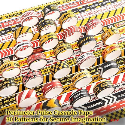 30 Rolls Warning line Theme Washi Tape Set, Writable Decorative Tapes for Scrapbooking, Bible Journaling, Bullet Journaling, 0.6"x79" per Roll