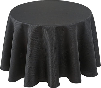 Biscaynebay Textured Fabric Round Tablecloths 70", Black Water Resistant Washable Table Cloth Circle Folding Table Covers for Dining, Kitchen, Wedding, Parties etc