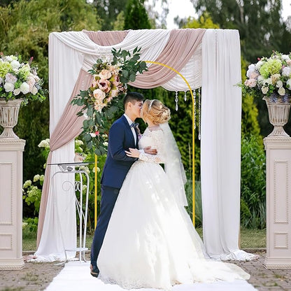 7.2FT Wedding Arch Backdrop Stand and White Arch Cover, White Spandex Fitted Backdrop Cover and Gold Wedding Arch Frame for Birthday Party Wedding Ceremony Bridal Baby Shower, Parties Decoration.