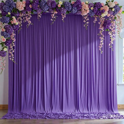 30 ft x 10 ft Wrinkle Free Purple Backdrop Curtain for Parties, 5ft x 10ft 6 Panels Polyester Purple Photo Backdrop Drapes for Wedding Birthday Party Baby Shower