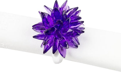 Fennco Styles Crystal Design Collection Napkin Rings - Set of 4 (Purple, 2"x2")