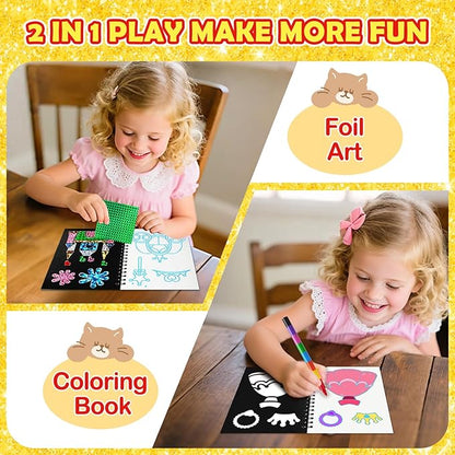 FUNNYB&G Foil Art Party Favors for Kids - 24 Pack Foil Art Crafts Kits Coloring Books, Goodie Bag Stuffers Party Favors for Kids 4-8 8-12, Bulk Birthday Classroom Prizes Girls Boys Gifts Halloween