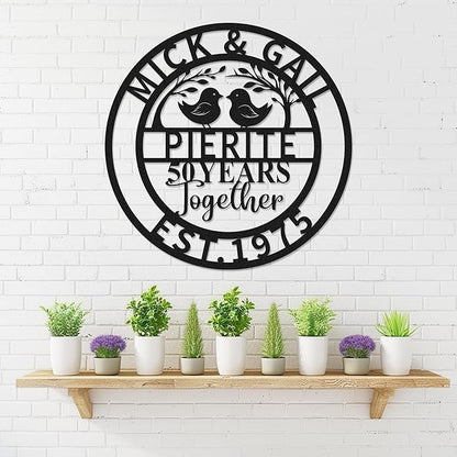 Personalized 40th Wedding Anniversary Sign Gifts for Parents Custom Metal Anniversary Sign Personalized Wedding Gifts for Couples Husband Wife Custom Monogram Name Sign Housewarming Gift