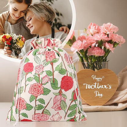 Drawstring Gift Bags,Extra Large 24"x 20" | Premium Canvas Storage Bags | Reusable Fabric | Perfect for Baby Showers,Birthday Parties | Rosy