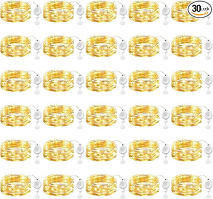 Brightown 30 Pack LED Fairy Lights Battery Operated String Lights, 7ft 20LED Waterproof Silver Wire String Lights, Firefly Starry Moon Lights for Mason Jars DIY Christmas Wedding Party Bedroom